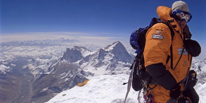 Ted Mahon on the summit of Mount Everest